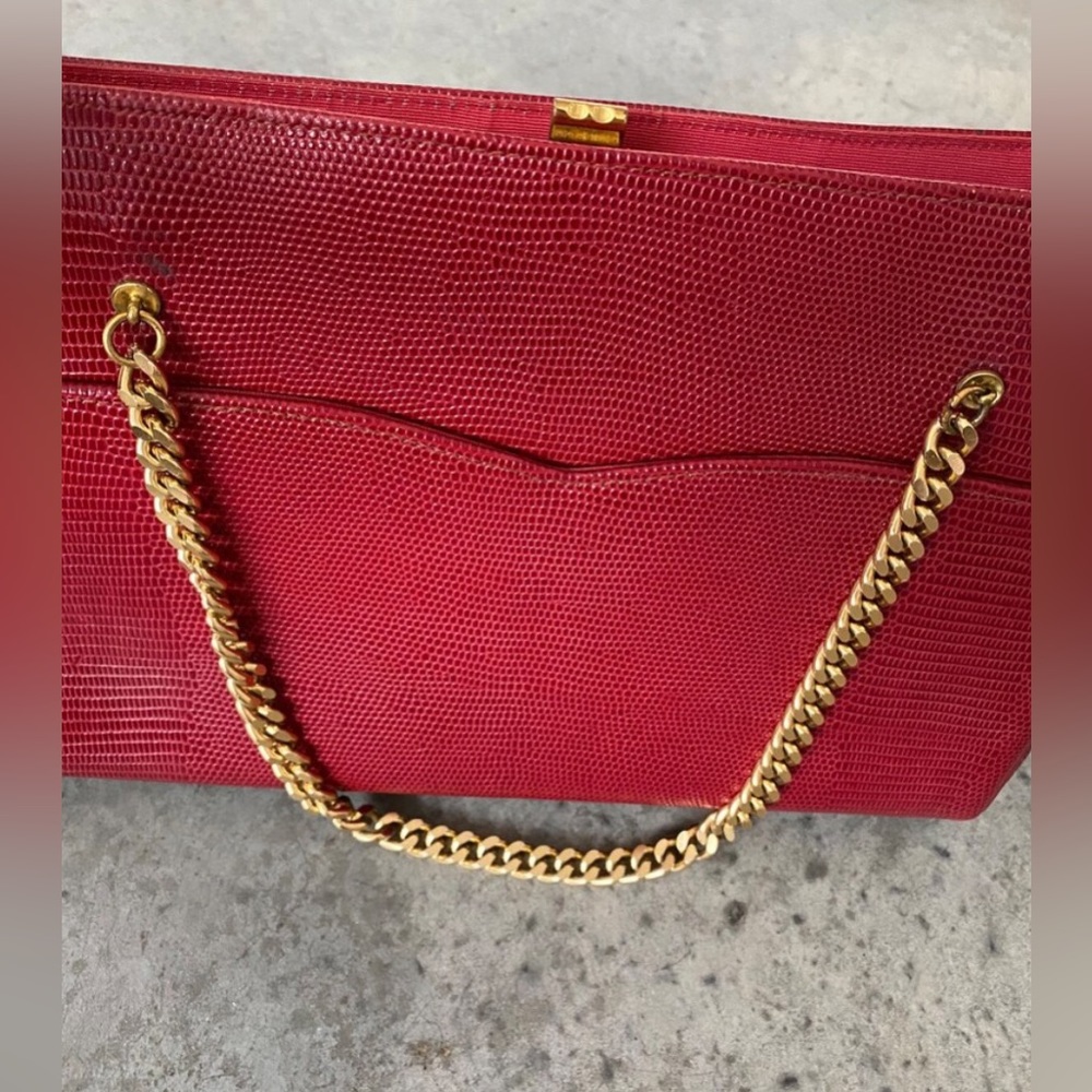 Vintage 1960s Don Lester New York Red Leather Clutch/Purse